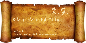 Káplár Félix névjegykártya